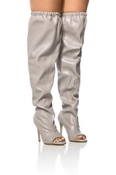 AZALEA WANG LAINEZ OPEN TOE BOOT IN GREY