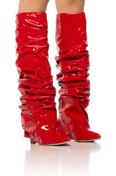 AZALEA WANG SIF SLOUCH WEDGE BOOT IN RED