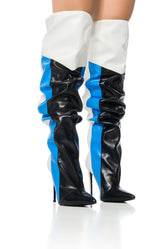 AZALEA WANG SPEED WAGON BLUE STRIPED BOOT