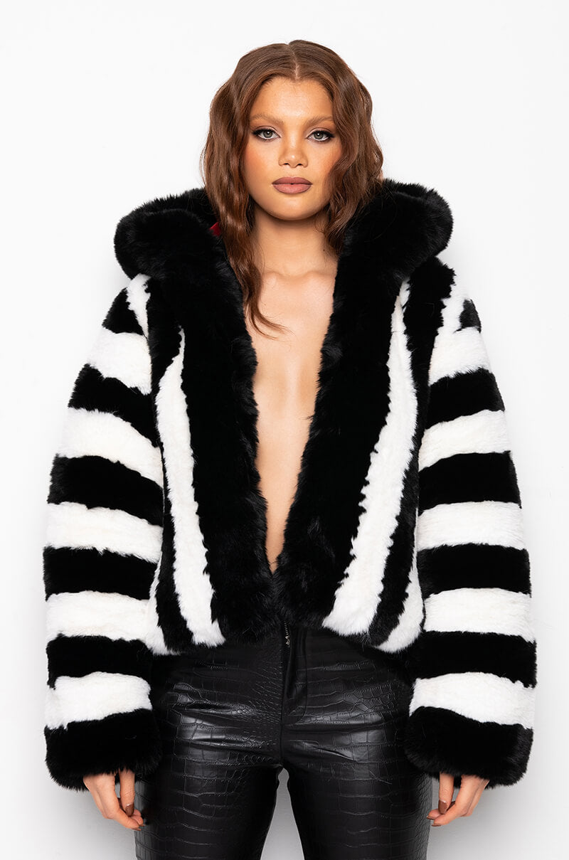 AZALEA WANG BDUBS FUR JACKET WITH HOOD