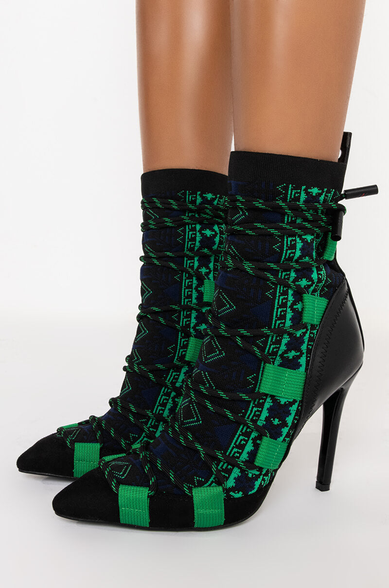 AZALEA WANG OLYMPUS HAS FALLEN STILETTO BOOTIE IN GREEN