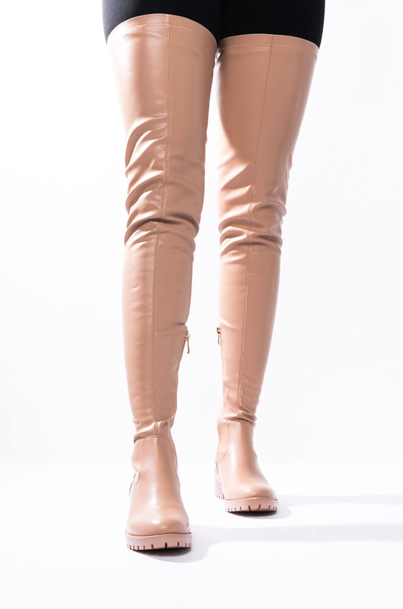 AZALEA WANG ONE THAT YOU'RE DREAMING OF FLATFORM BOOT IN NUDE